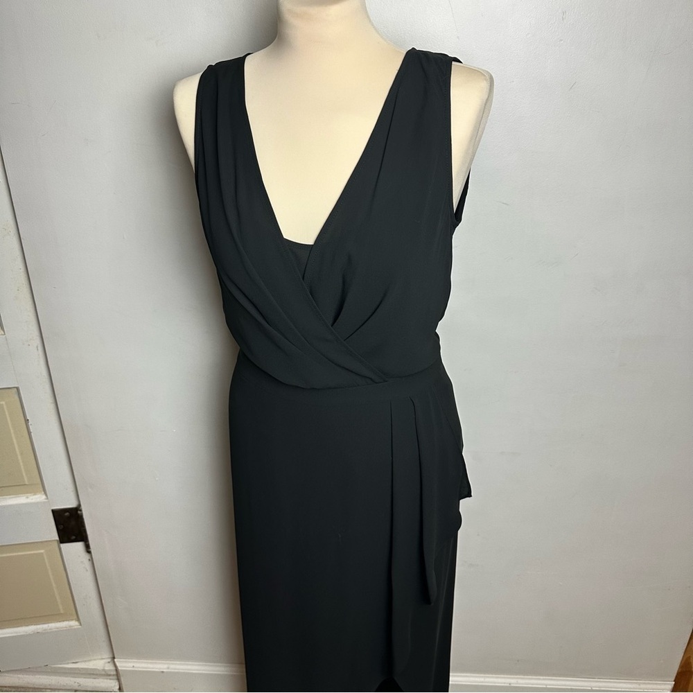 BCBG MaxAzria Faux Wrap Dress Women's Size Small Black Coquette Sexy LBD